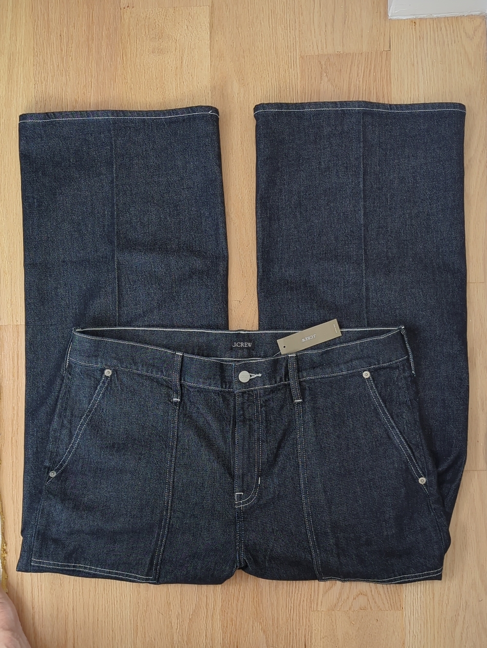 NWT J.Crew Petite Camp-Pocket Wide-Leg Jeans Dark Wash SIZE 32 PETITE - Picture 7 of 12